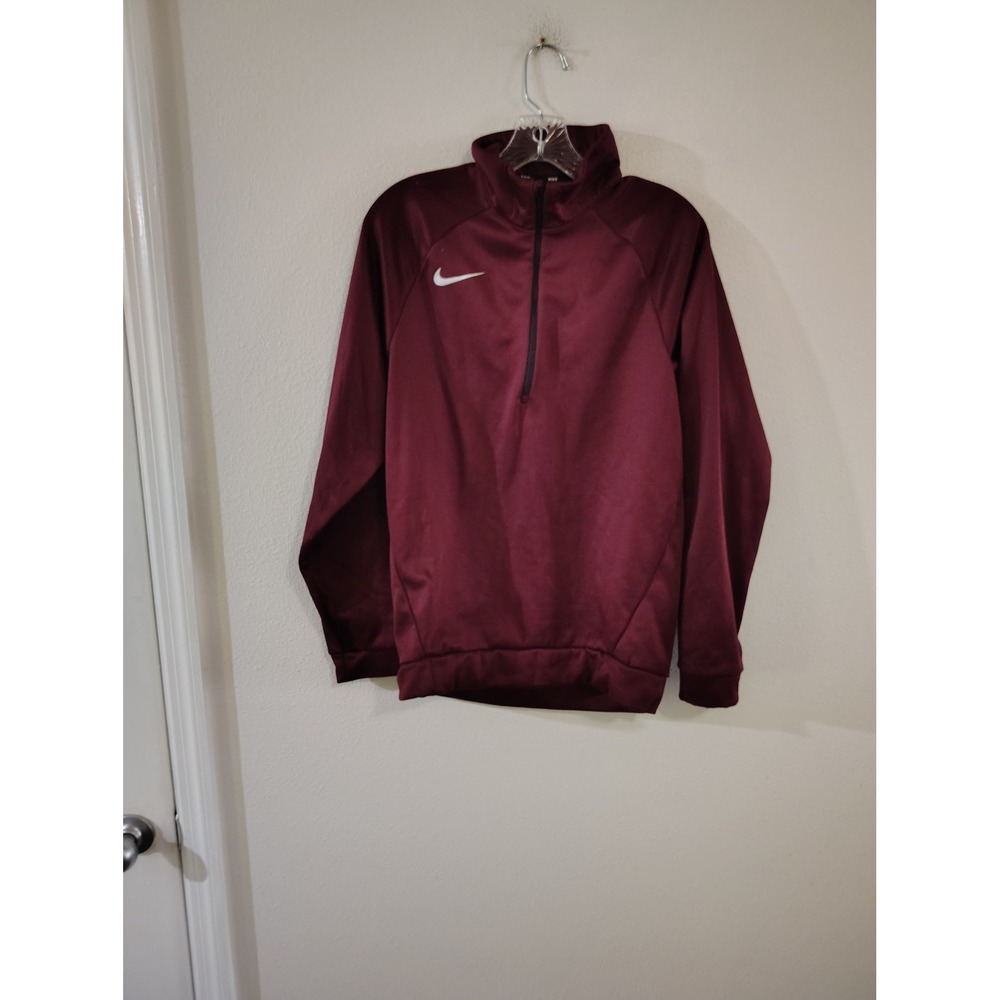 Nike Dri-FIT Quarter Zip Pullover Mens Small Burgundy Maroon Training Top